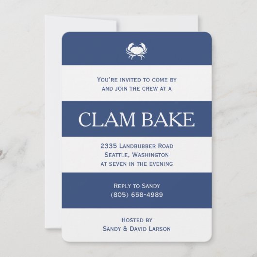 Clam Bake Kaart (Voorkant)