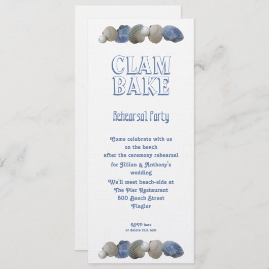 Clam Bake Tall Wedding Rehearsal Party Uitnodiging (Voorkant / Achterkant)
