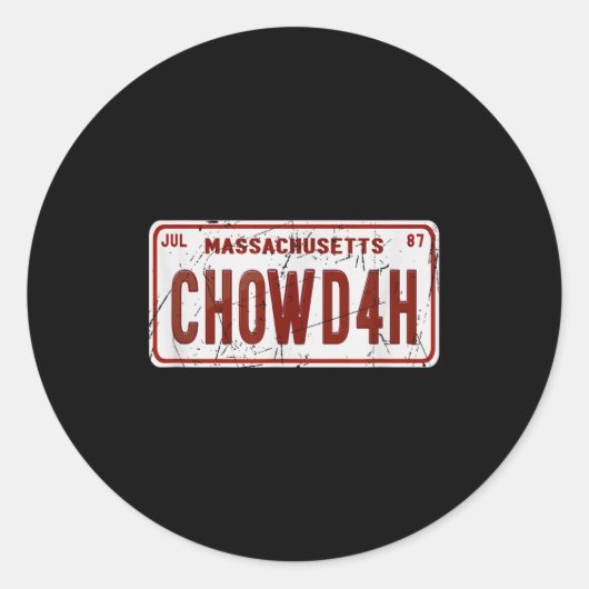 Clam Chowder Boston Accent Chowdah Funny Ronde Sticker (Voorkant)