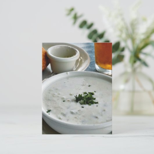 Clam Chowder met bier en zure dunnedband Briefkaart (Staand voorkant)