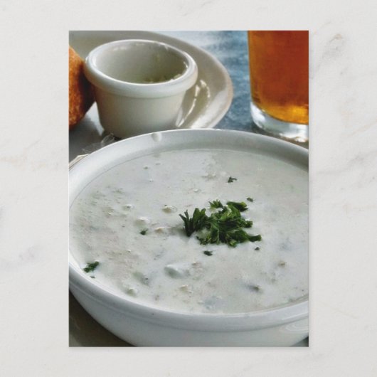 Clam Chowder met bier en zure dunnedband Briefkaart (Voorkant)