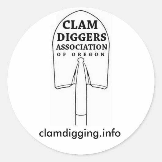 Clam Diggers Association Bumpersticker Ronde Sticker (Voorkant)