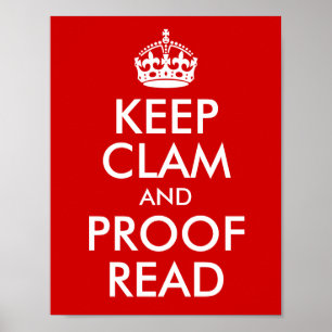 Clam en bewijs lezen rood bewaren poster