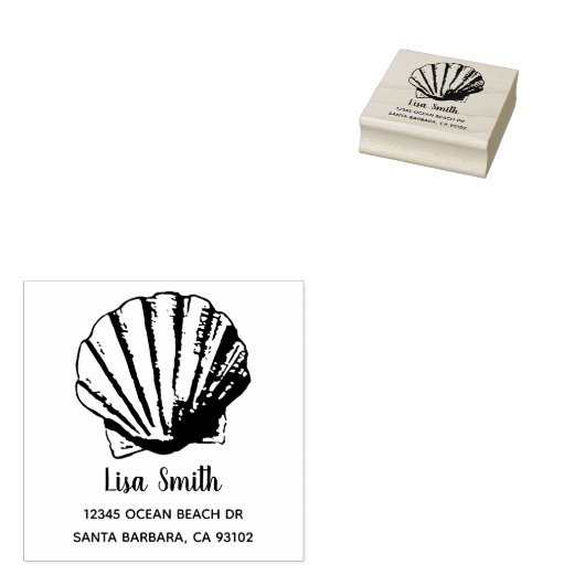 Clam Seashell Custom Name Return-adres Rubberstempel (Gestempeld)