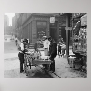 Clam Seller op Mulberry Street, 1900 Poster