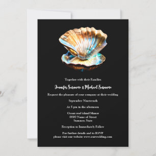 Clam shell iriserende glinsterende oceaan schelp kaart