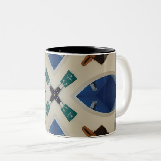 Clam shell roze Blauwe koffiebeker mok (Voorkant rechts)