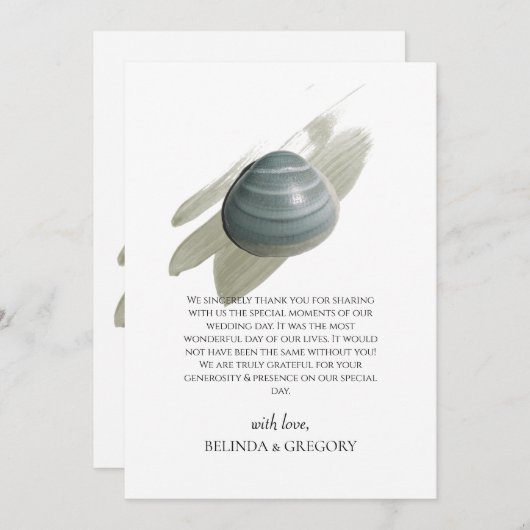 Clam Waterverf Stroke Weddenschap Hartelijk dank Bedankkaart (Voorkant / Achterkant)