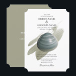Clam Waterverf Stroke Wedding Invitations Kaart<br><div class="desc">Dit strandontwerp is voorzien van een zeeslak en een waterverf lijn. Het ontwerp van de bruiloft met een klei boven een elegante waterverf verfslag. De stoffige blauwe groene oortige tinten van de klei geven het ontwerp een natuurlijk estheticum. De kleur van de verfslag wordt ook gebruikt voor de achterkant. Dit...</div>
