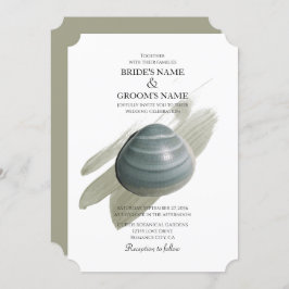 Clam Waterverf Stroke Wedding Invitations Kaart