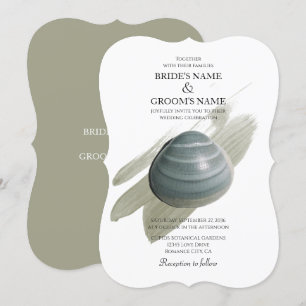 Clam Waterverf Stroke Wedding Invitations Kaart