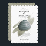 Clam Waterverf Stroke Wedding Invitations Kaart<br><div class="desc">Dit strandontwerp is voorzien van een zeeslak en een waterverf lijn. Het ontwerp van de bruiloft met een klei boven een elegante waterverf verfslag. De stoffige blauwe groene oortige tinten van de klei geven het ontwerp een natuurlijk estheticum. De kleur van de verfslag wordt ook gebruikt voor de achterkant. Dit...</div>