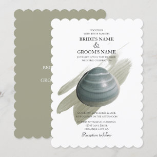 Clam Waterverf Stroke Wedding Invitations Kaart