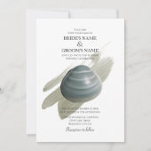 Clam Waterverf Stroke Wedding Invitations Kaart (Voorkant)