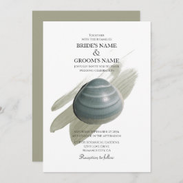 Clam Waterverf Stroke Wedding Invitations Kaart