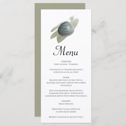 Clam Waterverf Stroke Wedding Menu (Voorkant / Achterkant)