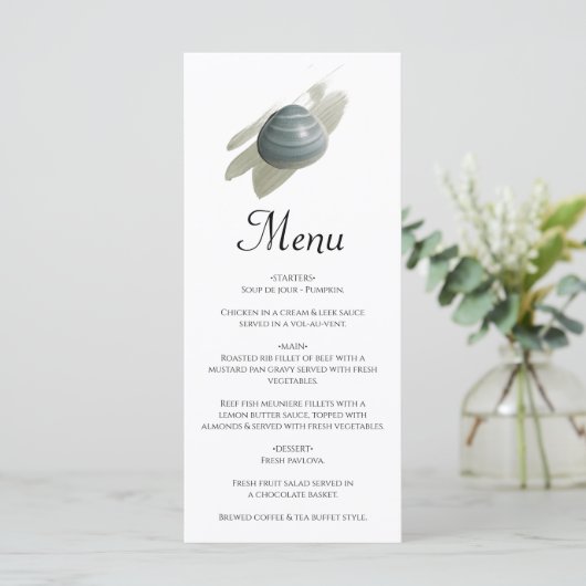Clam Waterverf Stroke Wedding Menu (Staand voorkant)