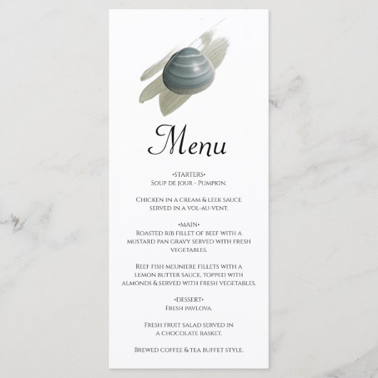 Clam Waterverf Stroke Wedding Menu (Voorkant)