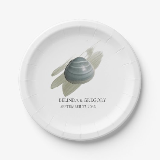 Clam Waterverf Stroke Wedding Papieren Bordje (Voorkant)