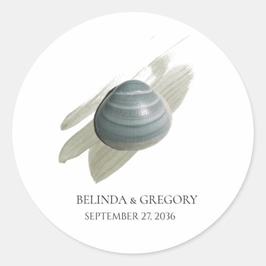 Clam Waterverf Stroke Wedding Ronde Sticker (Voorkant)