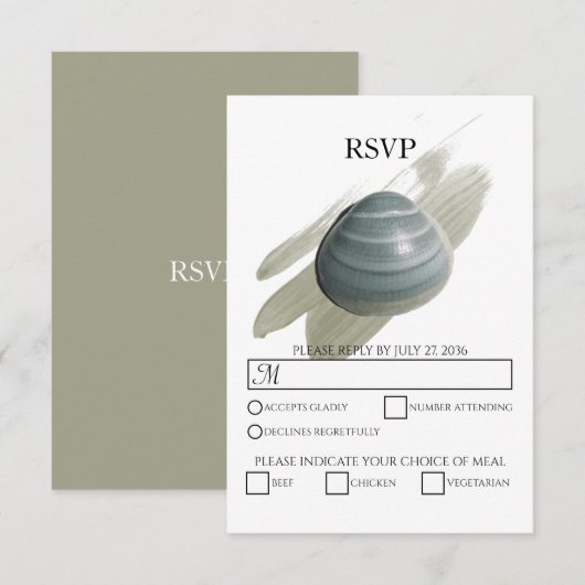Clam Waterverf Stroke Wedding RSVP Kaarten (Voorkant / Achterkant)