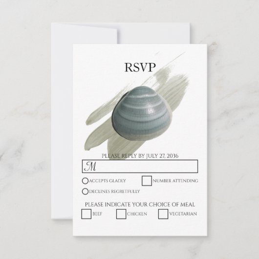 Clam Waterverf Stroke Wedding RSVP Kaarten Kaartje (Voorkant)