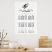 Clam Waterverf Stroke Wedding Seating Chart Poster (Keuken)