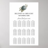 Clam Waterverf Stroke Wedding Seating Chart Poster (Voorkant)