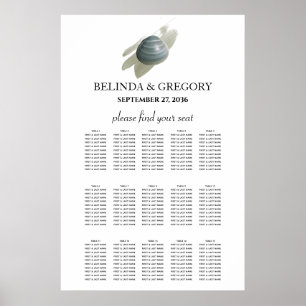 Clam Waterverf Stroke Wedding Seating Chart Poster