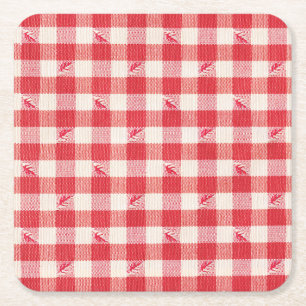 Clambake Casual Seafood Feest Gingham Gestreep Kartonnen Onderzetters