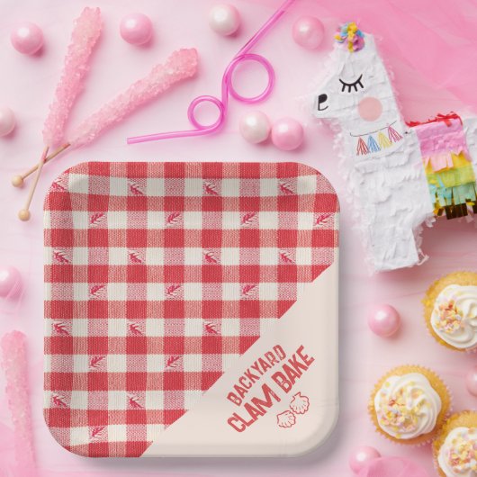 Clambake Casual vis partij Gingham Plaid Papieren Bordje (Feest)