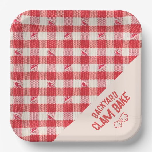 Clambake Casual vis partij Gingham Plaid Papieren Bordje (Voorkant)