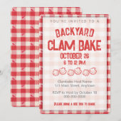 Clambake Casual Visdiner BBQ Eten Gingham Kaart (Voorkant / Achterkant)