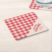 Clambake Casual Zeevruchtenfeest Gingham Plaid Kartonnen Onderzetters (Schuin)