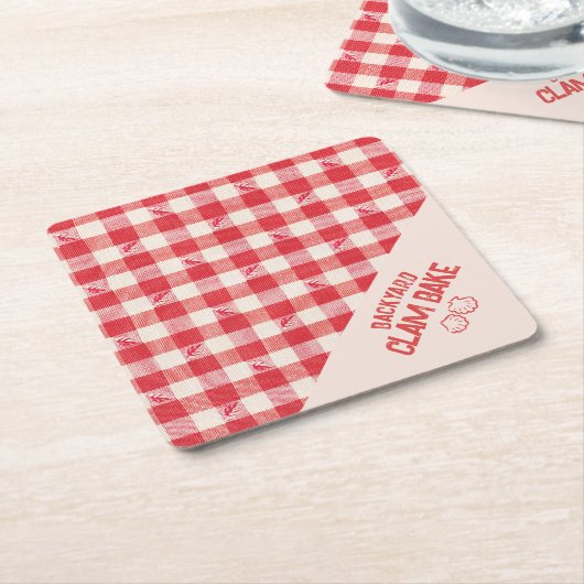 Clambake Casual Zeevruchtenfeest Gingham Plaid Kartonnen Onderzetters (Schuin)