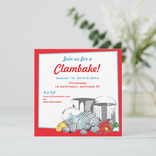 Clambake Invitation Kaart (Staand voorkant)