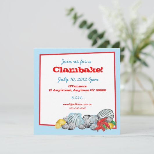 Clambake Invitation Kaart (Staand voorkant)