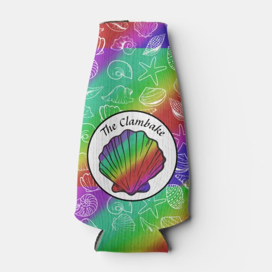 Clambake Name Rainbow Clam Shellfish Pattern Flesjeskoeler (Voorkant)