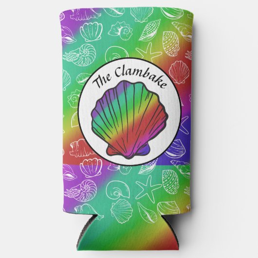 Clambake Name Rainbow Clam Shellfish Pattern Seltzer Blikjeskoeler (Voorkant)