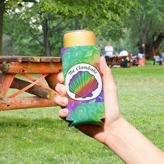 Clambake Name Rainbow Clam Shellfish Pattern Seltzer Blikjeskoeler
