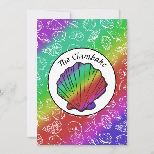 Clambake Rainbow Clam Schelpdieren Patroon Cookout Kaart (Voorkant)