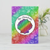 Clambake Rainbow Clam Schelpdieren Patroon Cookout Kaart (Staand voorkant)