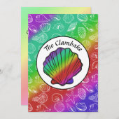 Clambake Rainbow Clam Schelpdieren Patroon Cookout Kaart (Voorkant / Achterkant)