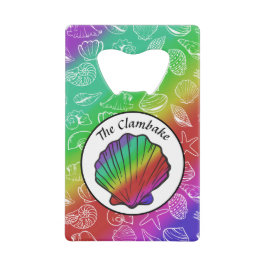 Clambake Rainbow Clam Shellfish Pattern Creditkaart Flessenopener