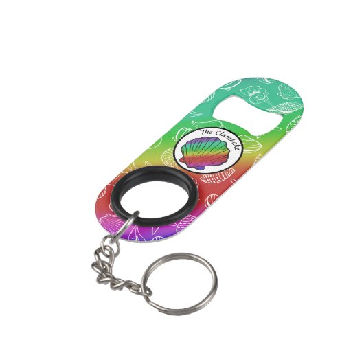 Clambake Rainbow Clam Shellfish Pattern Mini Flessenopener (Achterkant Gekanteld)