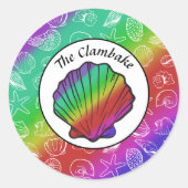 Clambake Rainbow Clam Shellfish Pattern Ronde Sticker (Voorkant)