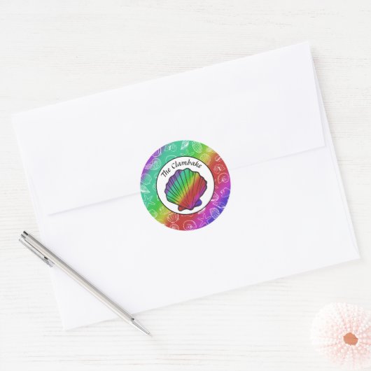 Clambake Rainbow Clam Shellfish Pattern Ronde Sticker (Envelop)
