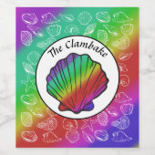 Clambake Rainbow Clam Shellfish Pattern Wijn Etiket (Enkel label)