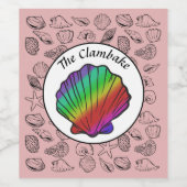 Clambake Rainbow Clam Shellfish Pink Pattern Wijn Etiket (Enkel label)