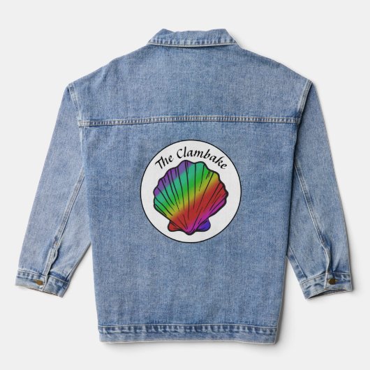Clambake Rainbow Gepersonaliseerde naam Vrouwen Denim Jacket (Achterkant)